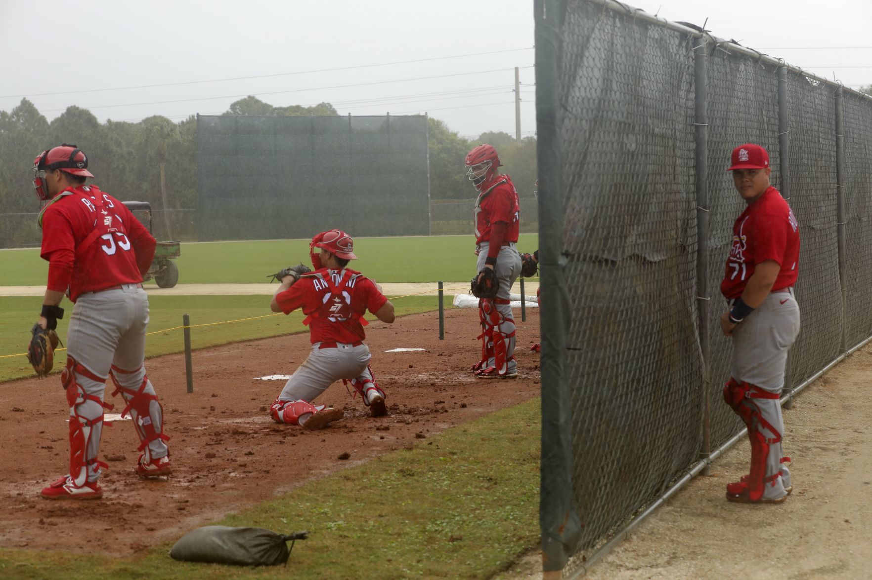 Rain shows during Saturday workout at Spring Training